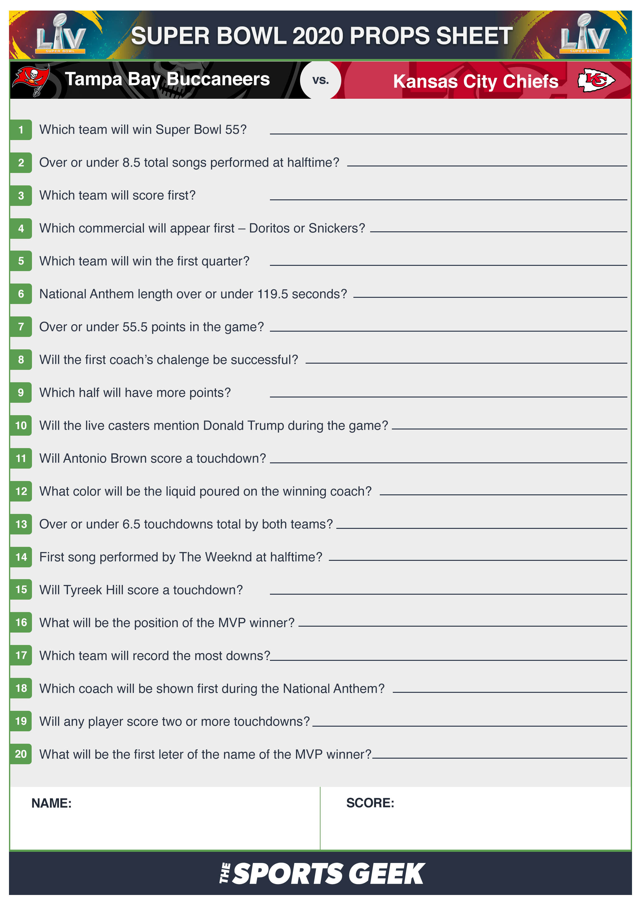 Printable Super Bowl LVI Party Prop Sheet 2022 - Sports Gambling Podcast