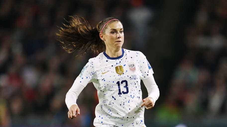 Alex Morgan in action during a USWNT game.