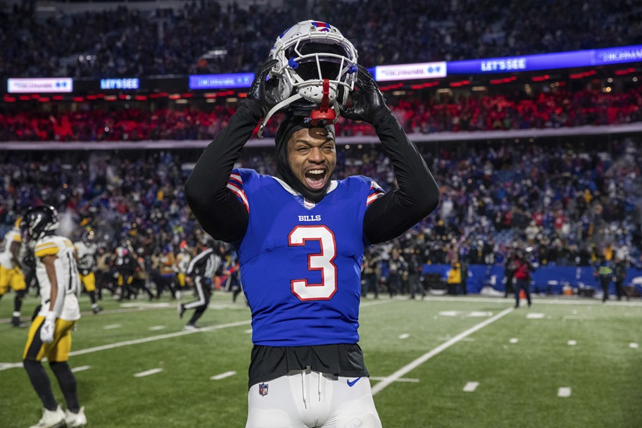 Damar Hamlin celebrates after an NFL Game